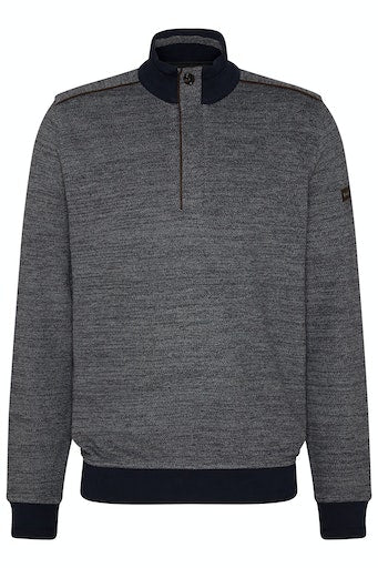 1/4 Zip Suede Trim Jumper - Grey