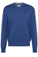 Cotton Cashmere V-Neck Jumper - Royal Blue
