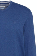 Cotton Cashmere V-Neck Jumper - Royal Blue