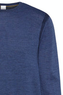 Shoulder Detail Wool Crew Neck - Royal Blue
