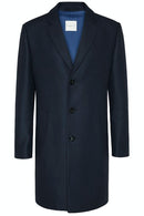 Long Wool Overcoat - Navy