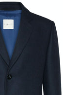 Long Wool Overcoat - Navy