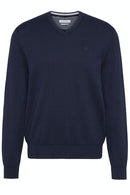 Cotton Cashmere V-Neck Jumper - Navy