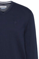 Cotton Cashmere V-Neck Jumper - Navy