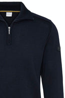 High Collar 1/4 Zip Knit - Navy