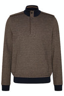 1/4 Zip Suede Trim Jumper - Beige