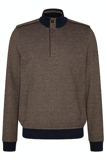 1/4 Zip Suede Trim Jumper - Beige