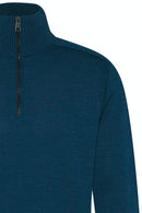 1/4 Zip Premium Wool Jumper - Navy