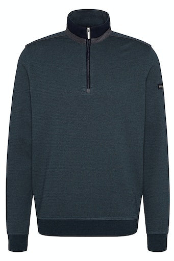 1/4 Zip Pin Dot Sweatshirt - Bottle Green