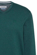 Cotton Cashmere V-Neck Jumper - Hunter Green