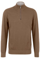 Cotton/cashmere 1/4 Zip Jumper - Camel