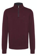 Cotton Cashmere 1/4 Zip Jumper - Red