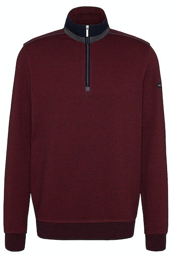 1/4 Zip Pin Dot Sweatshirt - Red