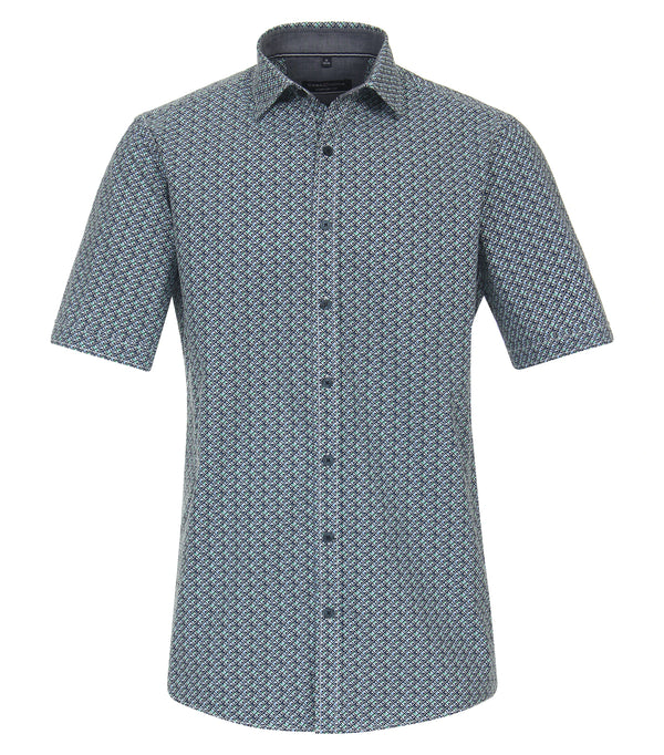 Short Sleeve Print Shirt - Light Blue
