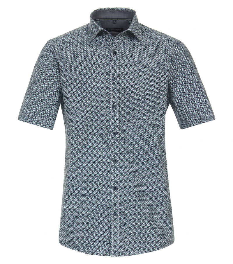 Short Sleeve Print Shirt - Light Blue