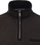 Contrast Collar 1/2 Zip Jumper - Wood Brown