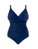 Chloe Mock Wrap Swimsuit - Navy