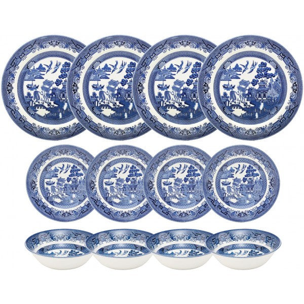 Churchill Blue Willow 12 Piece Tableware Set