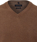 Plain V-neck Jumper - Wood Brown