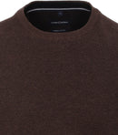 Patterned Crew Neck Jumper - Dark Brown