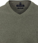 Plain V-neck Jumper - Moss Green