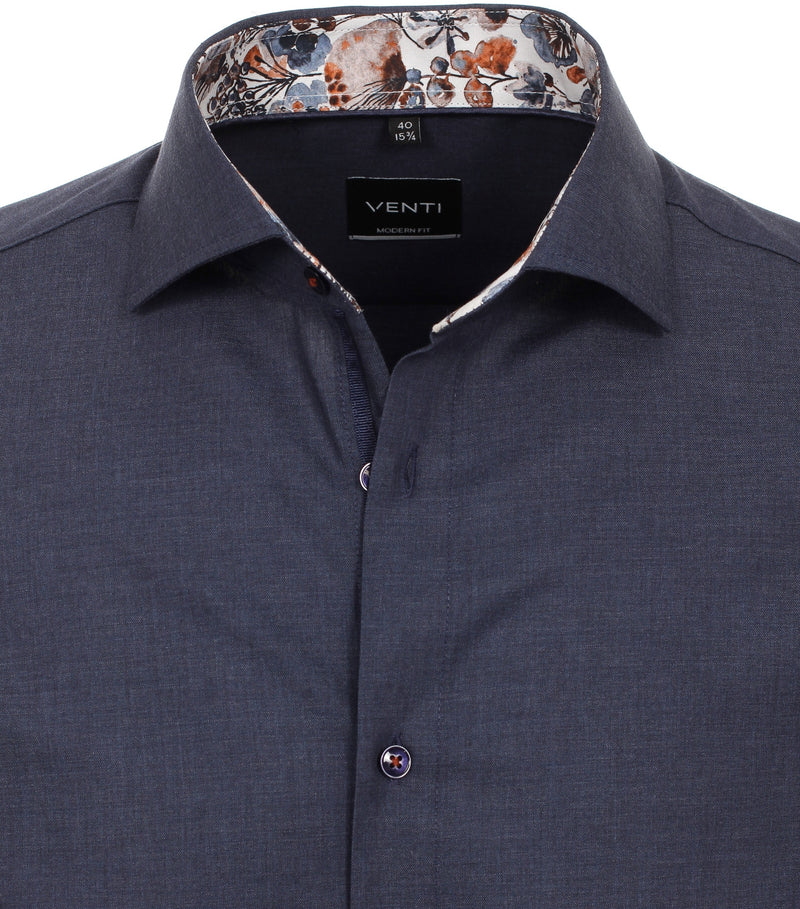 Plain Cutaway Long Sleeve Shirt - Dark Blue
