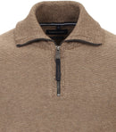 Plain Troyer Zip Jumper - Light Beige