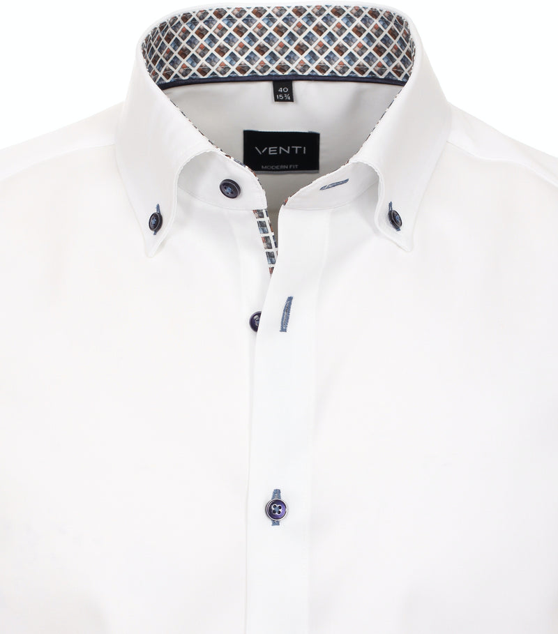 Plain Button Down Long Sleeve Shirt - White