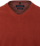Plain V-neck Jumper - Fired Brick