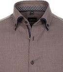 Plain Button Down Long Sleeve Shirt - Brown