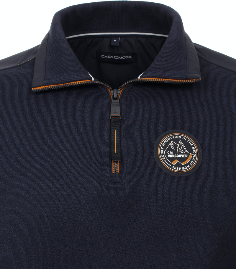 Plain Troyer Zip Jumper - Night Blue