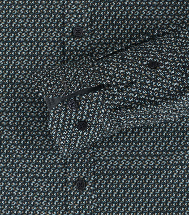 Button Down Print Shirt - Dark Petrol