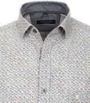 Long Sleeve Button Down Print Shirt - Light Blue