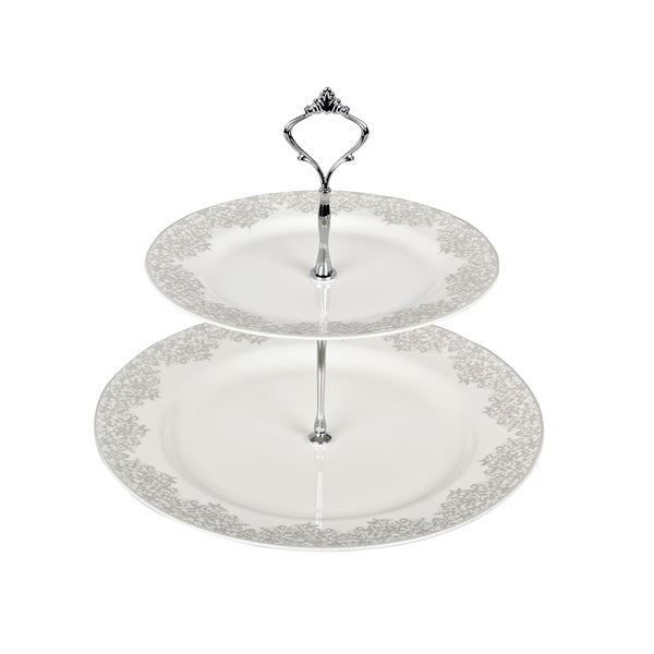 Denby Monsoon Filigree Silver Cake Stand
