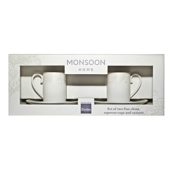 Denby Monsoon Lucille Gold Espresso Cup & Saucer