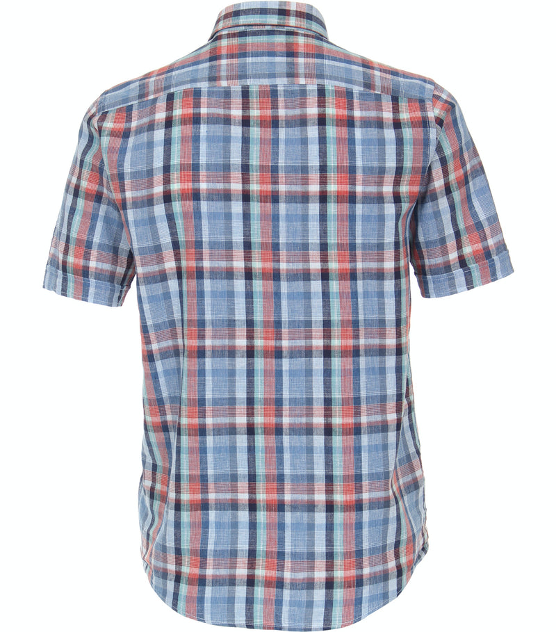Casual Fit Button Down Check Shirt - Light Blue