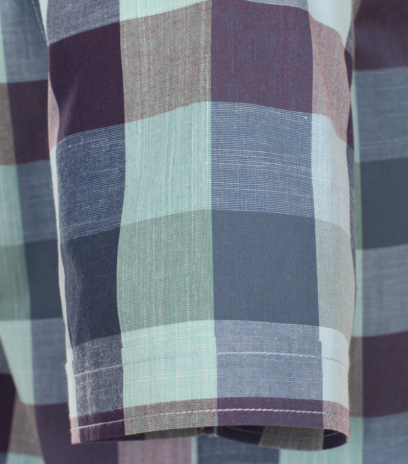 Short Sleeve Check Shirt - Light Blue