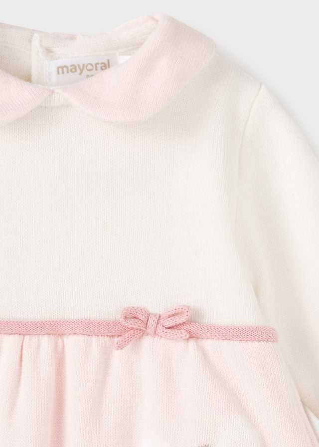 Combined Knit Dress - Baby Rose