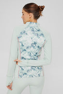 Half Zip Print Sweatshirt - Pastel Green