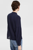 Casual Puff Sleeve Blouse - Navy