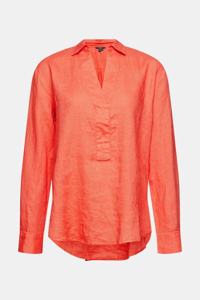 Collection Linen Blouse - Coral Orange