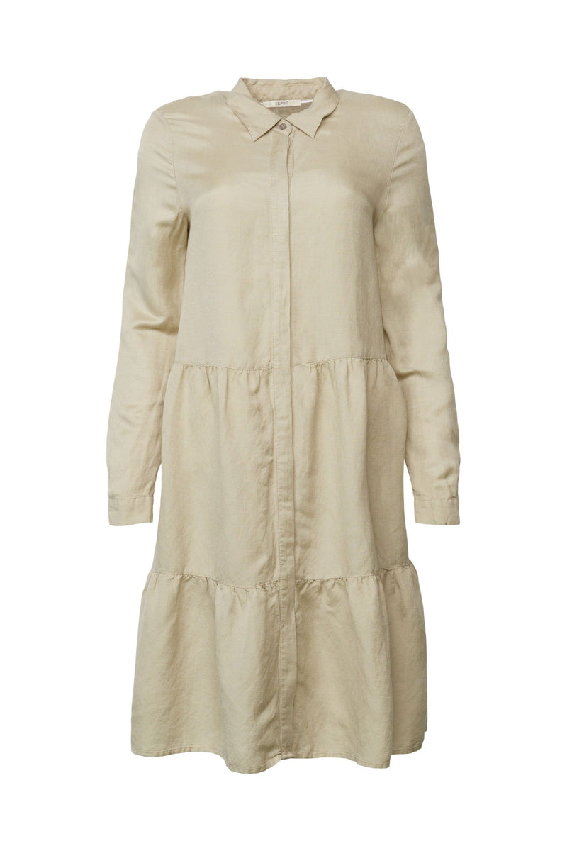 Long Sleeve Button Dress - Green