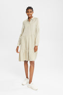 Long Sleeve Button Dress - Green