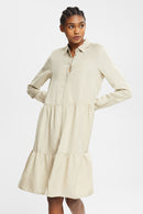 Long Sleeve Button Dress - Green