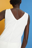 Plain V Neck Tank Top - Offwhite
