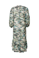 Chiffon Print Dress - Emerald Green