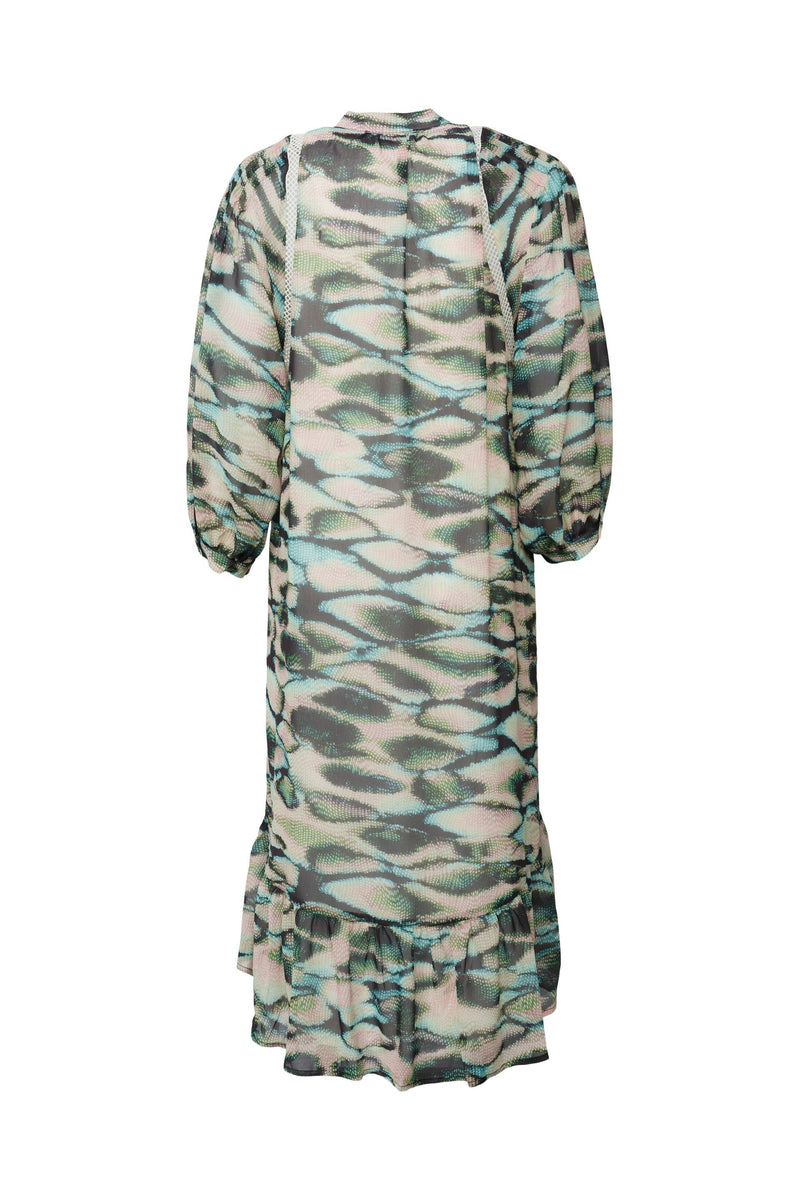 Chiffon Print Dress - Emerald Green