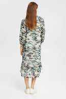 Chiffon Print Dress - Emerald Green