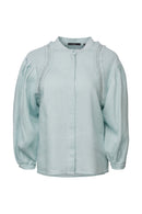 LS Linen Blouse - Aqua Green