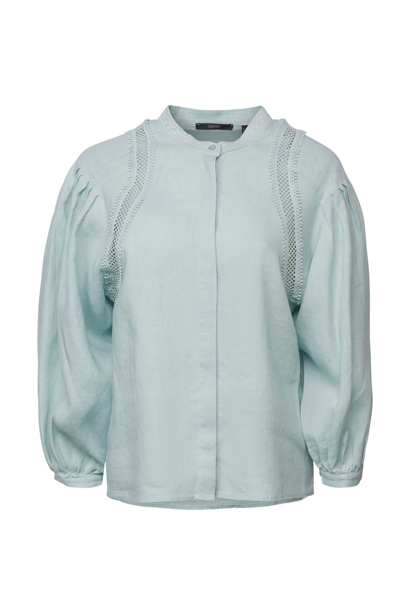 LS Linen Blouse - Aqua Green